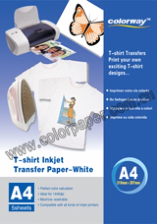 White T-shirt transfer paper,120g/m2 A4 5 Fogli