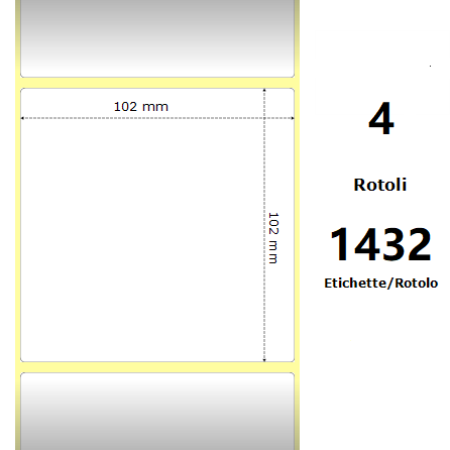 White 102x102mm,1432 Et/Rotolo Z-2000D, 4x4x3 Core, 4 Rolls