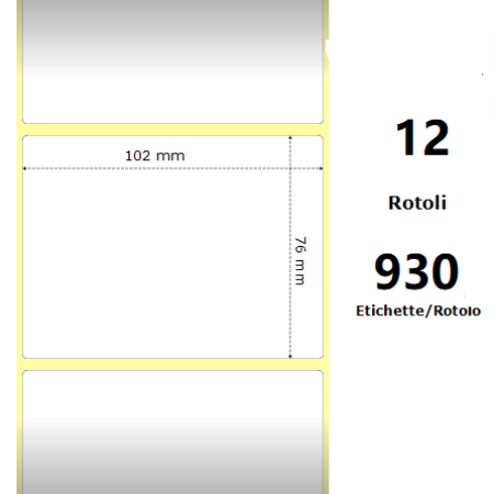 White 102x76mm, 930 Et/Rotolo Z-1000D,4x3x1 Core ,12 Rolls