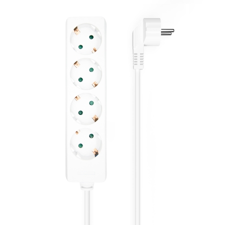 AISENS Base multiple 4 tomas sin interruptor con cable 3x1.5mm2, blanco, 1.4m