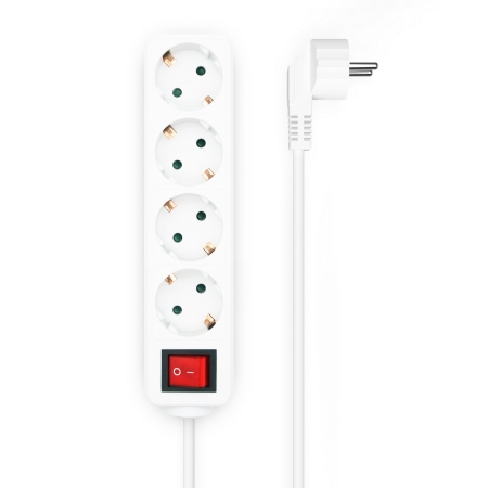 AISENS - BASE MULTIPLE 4 TOMAS CON INTERRUPTOR CON CABLE 3x1.5MM2, BLANCO, 1.4M