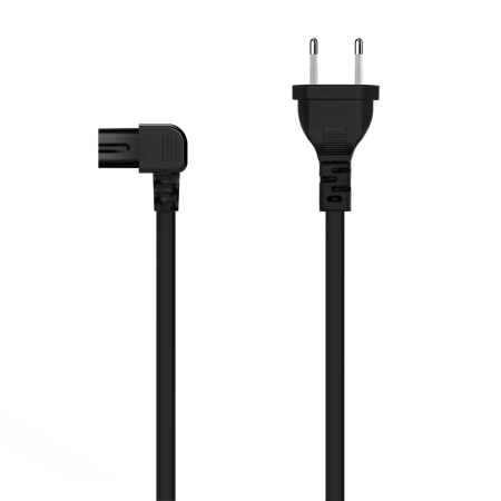 AISENS - CABLE ALIMENTACION ACODADO FORMA 8, CEE7/16/M-C7/H, NEGRO, 3.0M