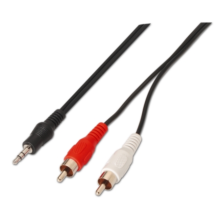 AISENS - CABLE AUDIO ESTÉREO, JACK 3.5/M-2XRCA/M, NEGRO, 3.0M