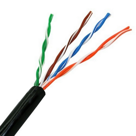 AISENS - BOBINA CABLE DE RED EXTERIOR IMPERMEABLE RJ45 CAT.5E UTP RÍGIDO AWG24, NEGRO, 100M