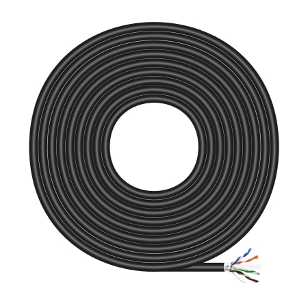 AISENS - CABLE DE RED EXTERIOR IMPERMEABLE RJ45 CAT.6 FTP RIGIDO AWG24, NEGRO, 305M