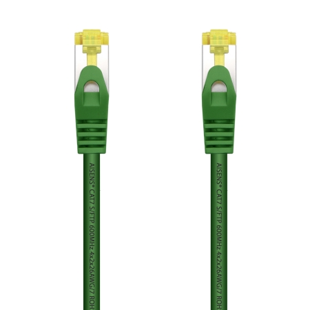 AISENS - CABLE DE RED LATIGUILLO RJ45 LSZH CAT.7 600 MHZ S/FTP PIMF AWG26, VERDE, 1.0M