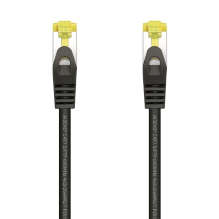 AISENS - CABLE DE RED LATIGUILLO RJ45 LSZH CAT.7 600 MHZ S/FTP PIMF AWG26, NEGRO, 2.0M
