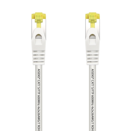 AISENS - CABLE DE RED LATIGUILLO RJ45 LSZH CAT.7 600 MHZ S/FTP PIMF AWG26, BLANCO, 2.0M
