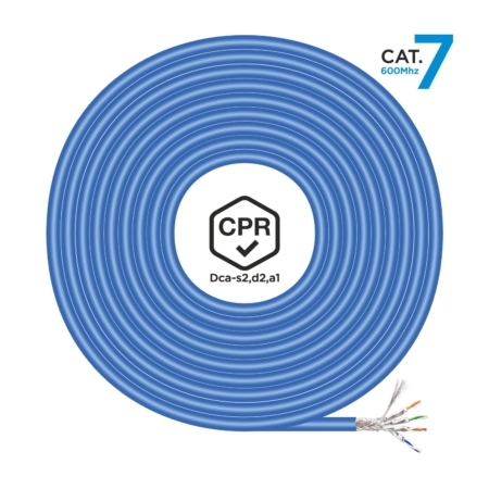 AISENS - Cable de Red RJ45 LSZH CPR Dca CAT.7 600 MHZ S/FTP AWG23, AZUL, 305M