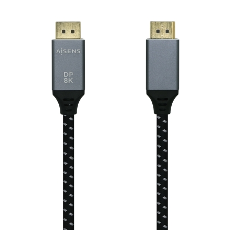 AISENS - CABLE DISPLAYPORT V1.4 8K@60HZ, DP/M-DP/M, GRIS/NEGRO, 2.0M