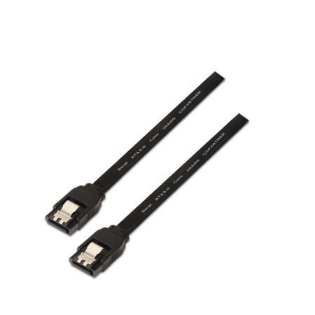 AISENS - CABLE SATA III DATOS 6G CON ANCLAJES, NEGRO, 0.5M