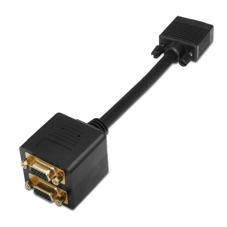 AISENS - CABLE BIFURCADOR SVGA(3C+9),HDB15/M-2XHDB15/H, ORO, 20 CM