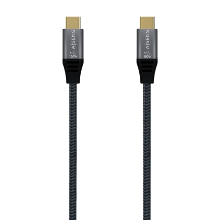 AISENS - CABLE USB 2.0 ALUMINIO 5A 100W E-MARK, USB-C/M-USB-C/M, GRIS, 1.0M