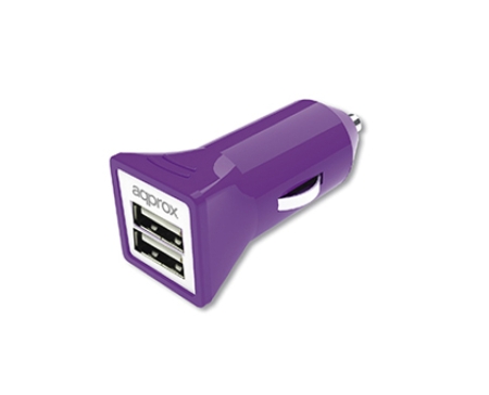 APPROX Cargador Doble USB para Coche (Purpura)