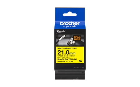 BROTHER Cinta tubo termorretractil. Texto negro sobre fondo amarillo. PTE550W, PTP750W, PTP900W, PTP