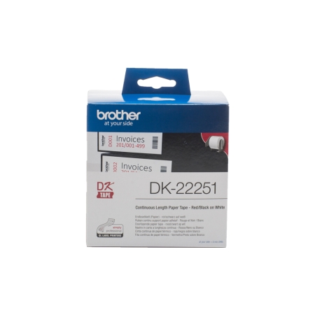 BROTHER Cinta continua de papel termico para impresion en negro y rojo 62 mm. x 15,24 m.
