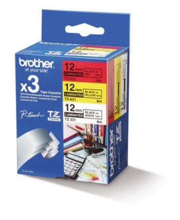 BROTHER Pack de 3 Cintas de Etiquetado de 12mm