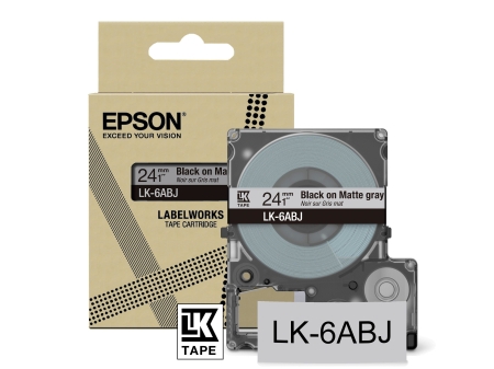 EPSON Cartucho de etiquetas Matte Tape Grey/Black 24mm(8m) LK-6ABJ