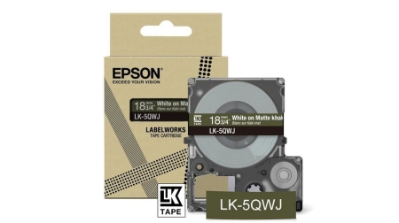 EPSON Cartucho de etiquetas Matte Tape Khaki/White 18mm(8m) LK-5QWJ