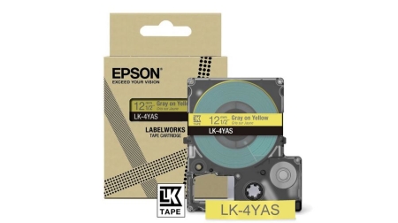 EPSON Cartucho de etiquetas Colour Tape Yellow/Grey 12mm(8m) LK-4YAS
