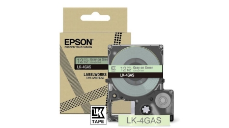EPSON Cartucho de etiquetas Colour Tape Green/Grey 12mm(8m) LK-4GAS