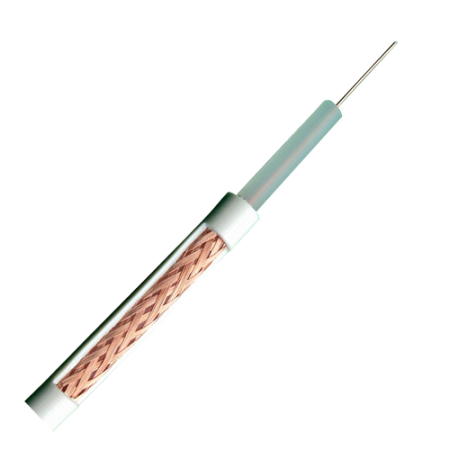 Cable coaxial RG59 - Video - Rollo de 100 metros - Cubierta color blanco - diametro exterior 6,0 mm