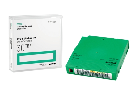 HPE Ultrium LTO-8 (BaFe) etiquetado 12TB/30TB (caja de 20un)