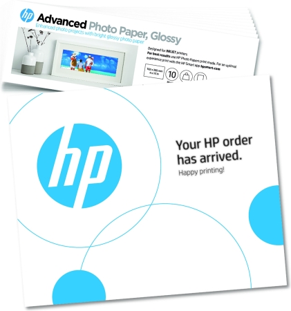 HP Papel fotografico Advanced, brillante, 65 libras, 4 x 12 pulgadas (101 x 305 mm),10 hojas
