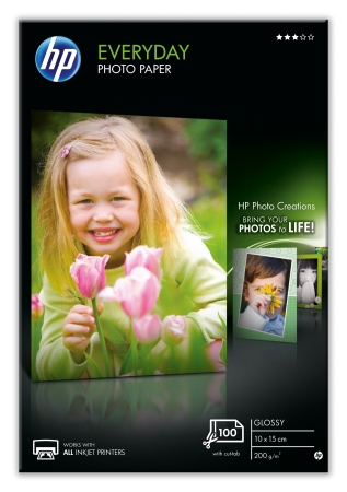 HP Papel Fotográfico Semisatinado Uso Diario. 100 hojas, 10cm. X 15cm., 175g.