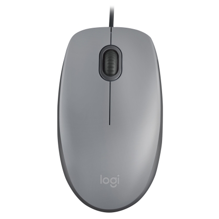 LOGITECH Raton M110 gris con cable USB, 3 botones, Silencioso