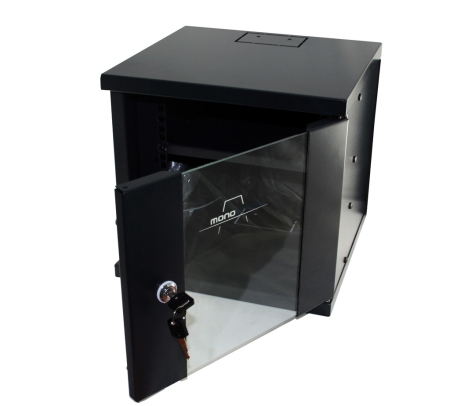 MONOLYTH Armario RACK mural 19? Negro RAL 9004, liso 18U SH6418 600X450 1F-1V-2L