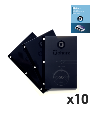 Qcharx HidroGel que oscurece la pantalla cuando la pantalla no se mira de frente. A 45º vuelve la pantalla totalmente negra evitando que las personas