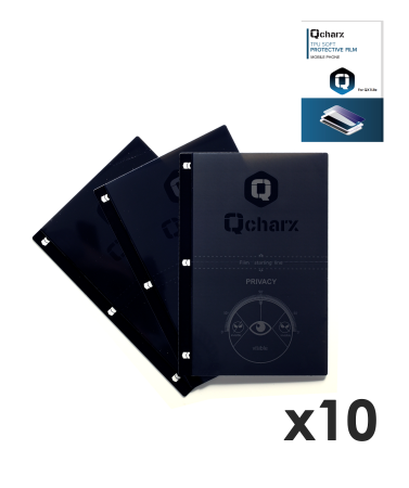 Qcharx HidroGel que oscurece la pantalla cuando la pantalla no se mira de frente. A 45º vuelve la pantalla totalmente negra evitando que las personas