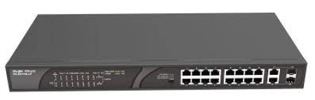 REYEE 16-Port 100Mbps + 2 Gigabit RJ45/SFP combo Ports, 16 of the ports support PoE/PoE+ power supp