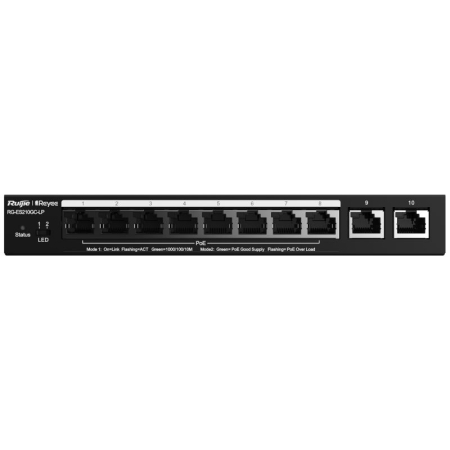 REYEE 10-Port Gigabit Smart POE Switch, 8 PoE/POE+ Ports with 2 Gigabit RJ45 uplink ports, 70W PoE