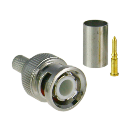 SAFIRE Conector - BNC para crimpar-Compatible con RG59 - 25 mm (Fo) - 10 mm (An)-5g. 10 conectores