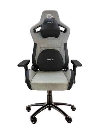 Talius silla Raptor gaming negra/gris tela transpirable, 4D, Frog, base metal, ruedas nylon