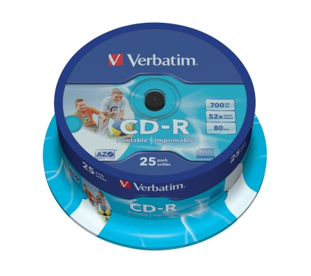 VERBATIM CD-R 700Mb 52X Printable(Tarrina 25 Ud)