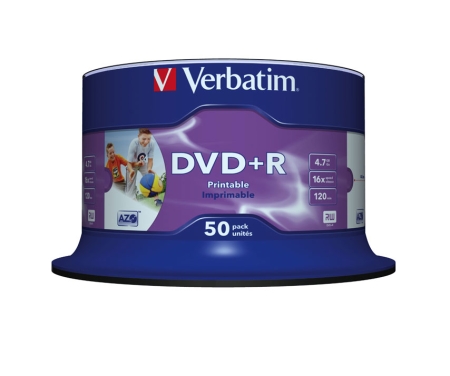 VERBATIM DVD+R 4.7GB 16x Photo Imprimi (Tarrina 50)