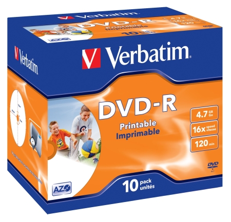 VERBATIM DVD-R 4.7Gb 16x Imprimible (Pack 10 ud)