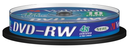 VERBATIM DVD-RW 4.7Gb 4x (Tarrina 10 unidades)