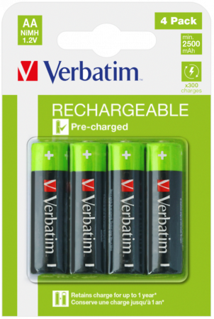 VERBATIM PILAS ALCALINAS RECARGABLES AA - HR06 - (PACK 4 UDS) (SUSTITUYE 49941)