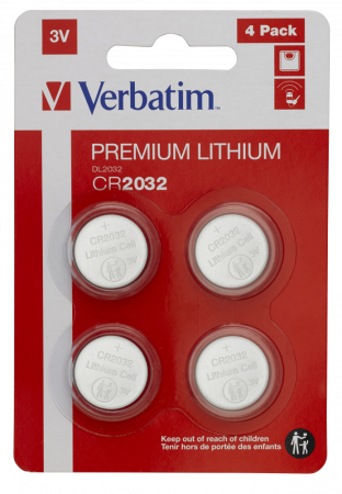 VERBATIM PILAS PLANAS LITIO CR2032 (PACK 4 UDS)