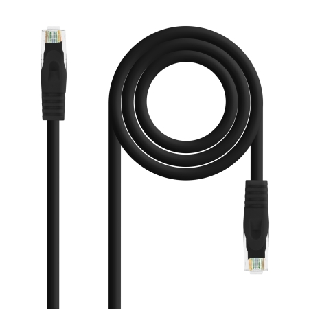 NANOCABLE CABLE RED LATIGUILLO RJ45 LSZH CAT.6A UTP AWG24, NEGRO, 25 CM