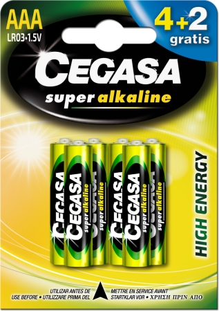 CEGASA PILA SUPER ALC LR03 BLISTER 4 UDS + 2 GRATIS