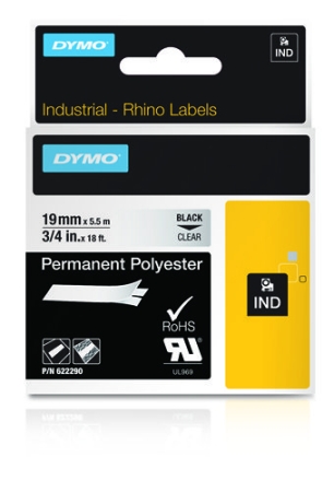 DYMO RHINO Cinta ID1-19 Negro/transparente polyester