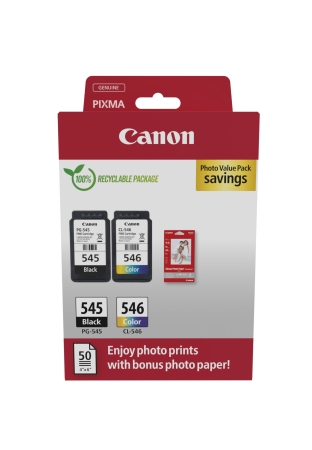 CANON Pack 2 PG545/CL546 Photo Value Pack ECO + 50h papel photo carton