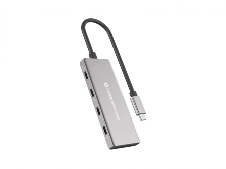 Conceptronic HUBBIES16G 4-Port USB 3.2 Gen 2 Hub, 10Gbps, USB-C a W Usb PD/Aluminum