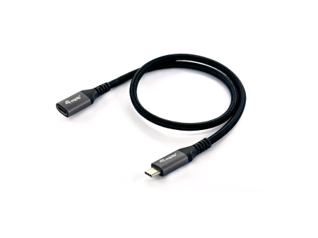 Equip Cable Prolongador USB-C Macho Hembra 3.2 Gen2 10Gbps 4K/60HzColor Negro 1.0m Malla algodon trenzado Carcasa Conector Aluminio