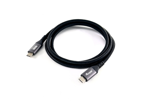 Equip Cable USB-C USB4 Gen3 Macho Macho 40Gbps 8K/60Hz 240W Con Chip E-Mark Color Negro 1.2m Malla algodon trenzado Carcasa Conector Aluminio